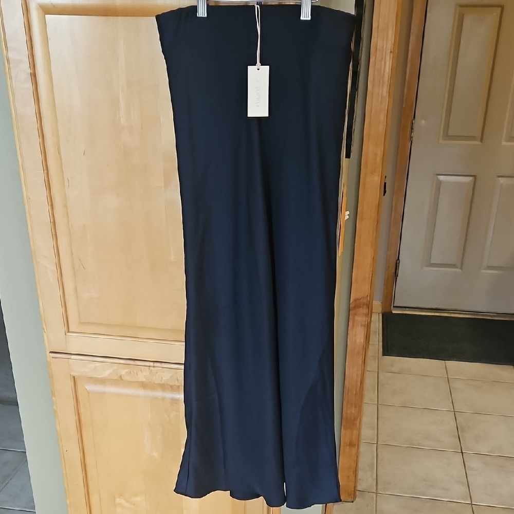 Elegant Navy Z SUPPLY Maxi Washable Silk Skirt